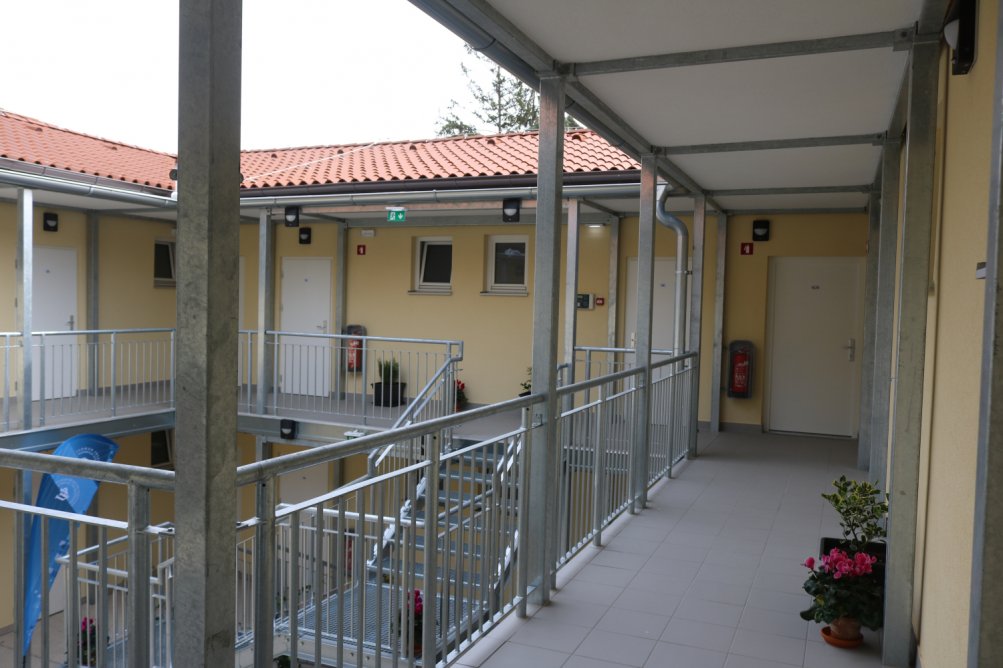 External gallery with rooms at the Prisoje dormitory in Koper